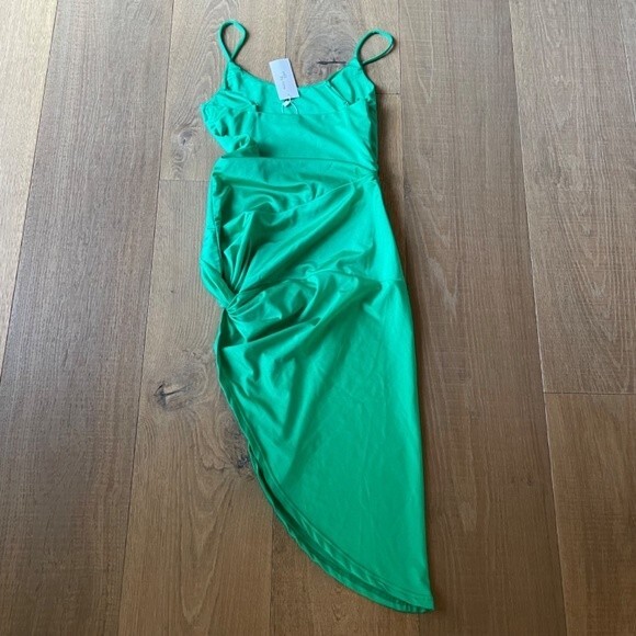 Edit By Nine Cocktail Solid Ruched Waist Front Midi Women's Dress(Size S) - Picture 8 of 13